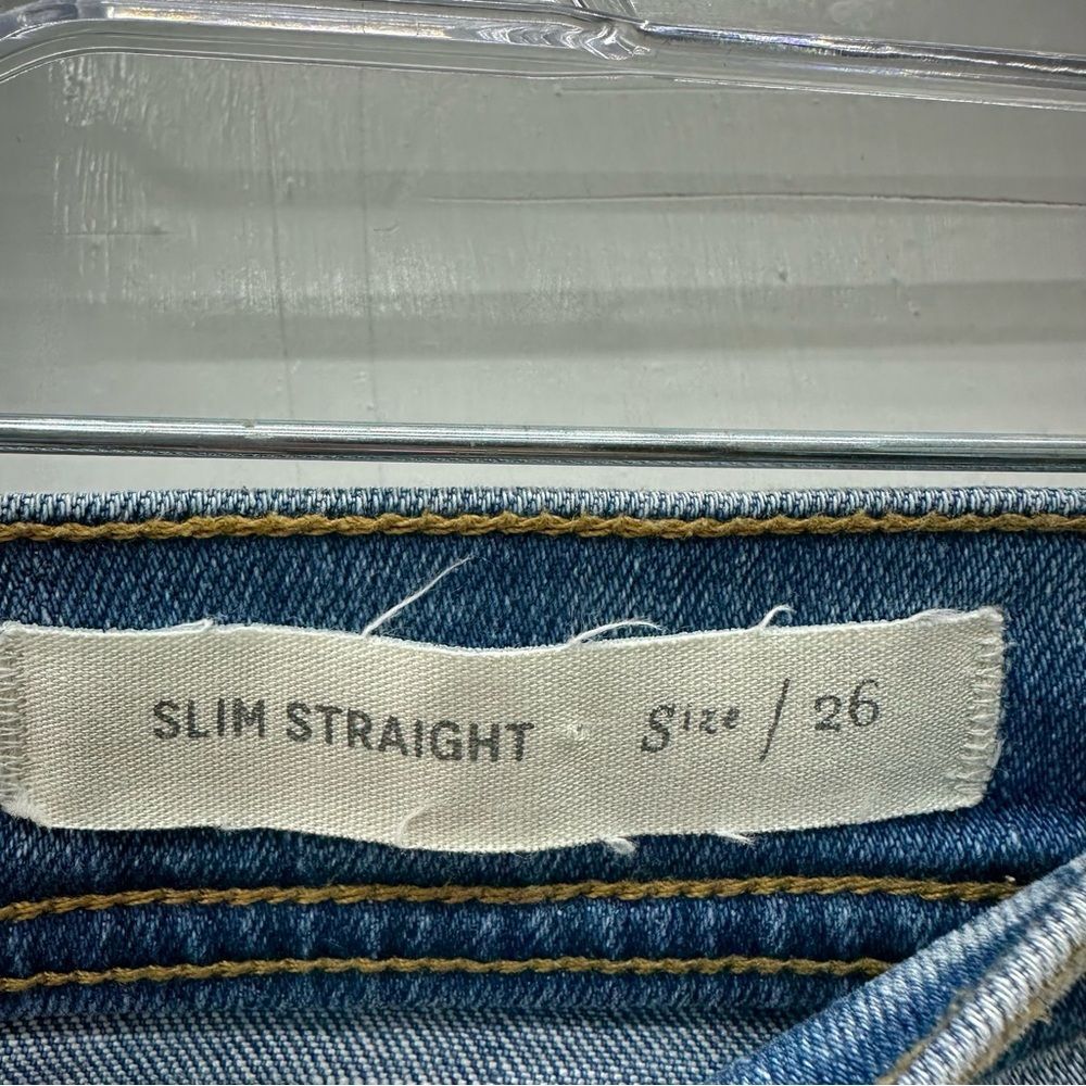 Pilcro Anthropologie slim straight high rise light wash denim jeans women's 26.‎ - Picture 7 of 8